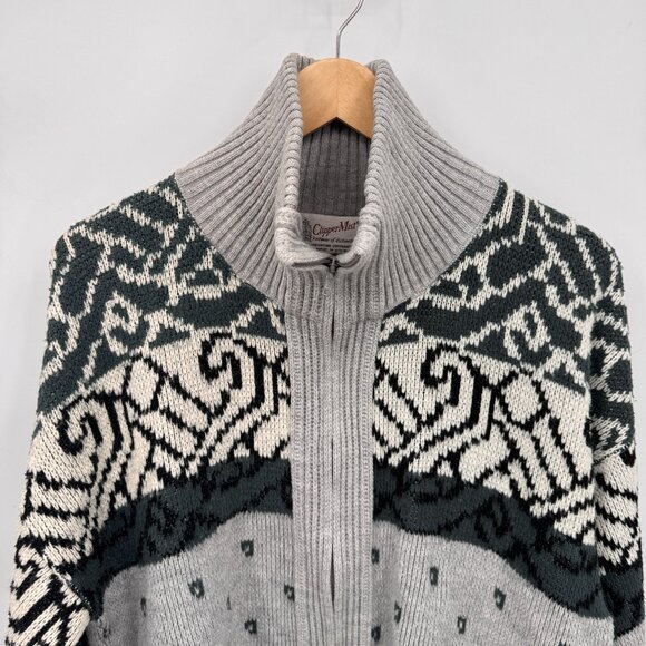 Clipper Mist Full Zip Sweater Mens Large Gray Acrylic Pockets Grandpacore‎ VTG - Picture 2 of 7